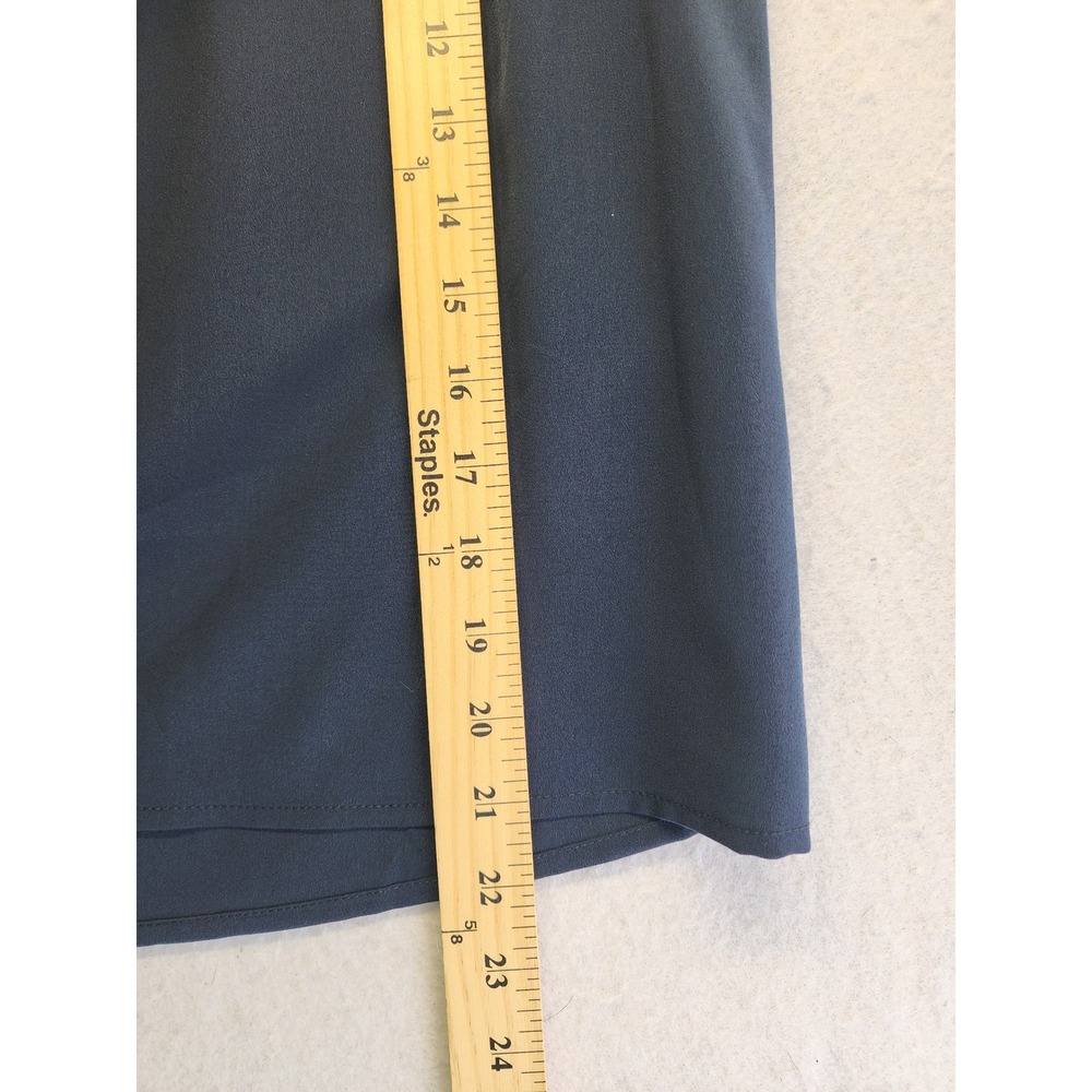 Banana Republic Petite XS Navy Blue Pleated V-Neck Sleeveless Chiffon Blouse Top - Picture 6 of 8